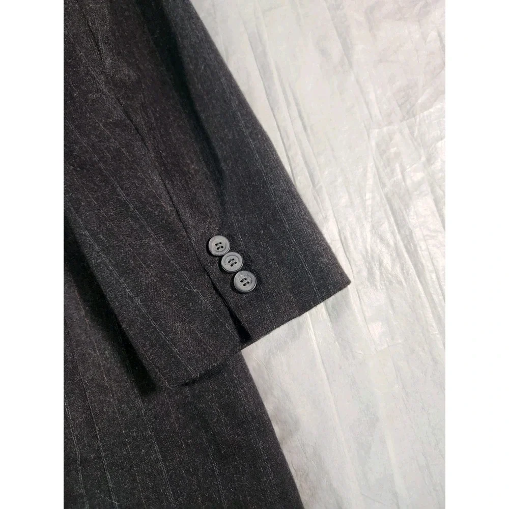 Saks Fifth Avenue Mens Wool Lined Pin Striped Blazer Gray 43L 5th Ave Jacket